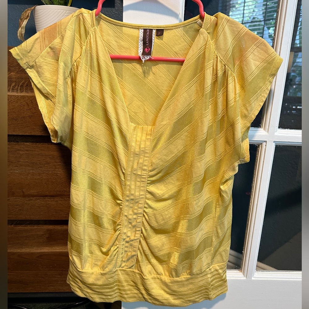 Canary yellow women’s short sleeved blouse. Size small